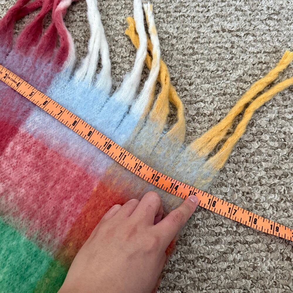 Preppy Women’s Fuzzy Soft Casual Multicolor Textured Long Scarf Frayed Hem - Picture 5 of 5